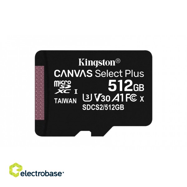Kingston Technology 512GB micSDXC Canvas Select Plus 100R A1 C10 Card + ADP image 3