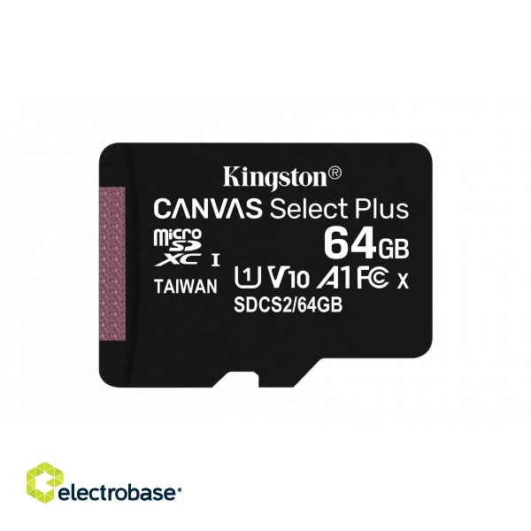 Kingston Technology 64GB micSDXC Canvas Select Plus 100R A1 C10 Card + ADP image 3
