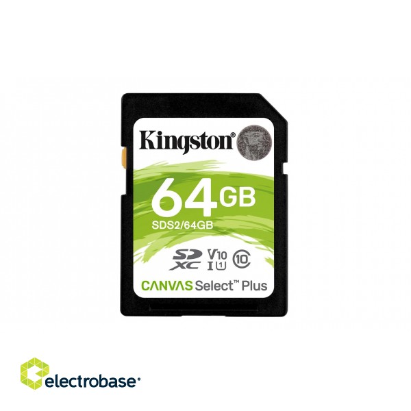 Kingston Technology 64GB SDXC Canvas Select Plus 100R C10 UHS-I U1 V10 фото 4
