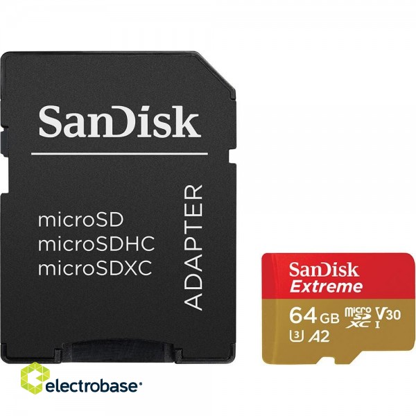 SanDisk Extreme 64 GB MicroSDXC UHS-I Class 10 + adapter image 1