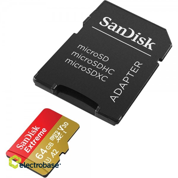 SanDisk Extreme 64 GB MicroSDXC UHS-I Class 10 + adapter фото 2