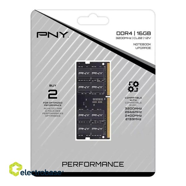 Computer memory PNY MN16GSD43200-SI RAM module 16GB DDR4 SODIMM 3200MHZ фото 2
