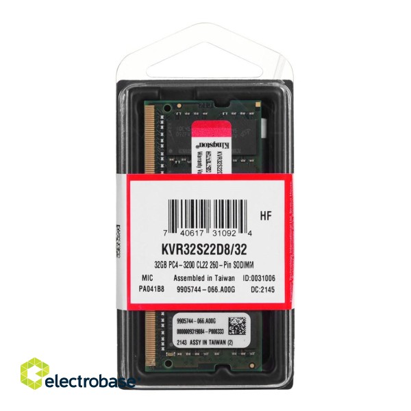 Kingston Technology ValueRAM KVR32S22D8/32 memory module 32 GB 1 x 32 GB DDR4 3200 MHz image 2
