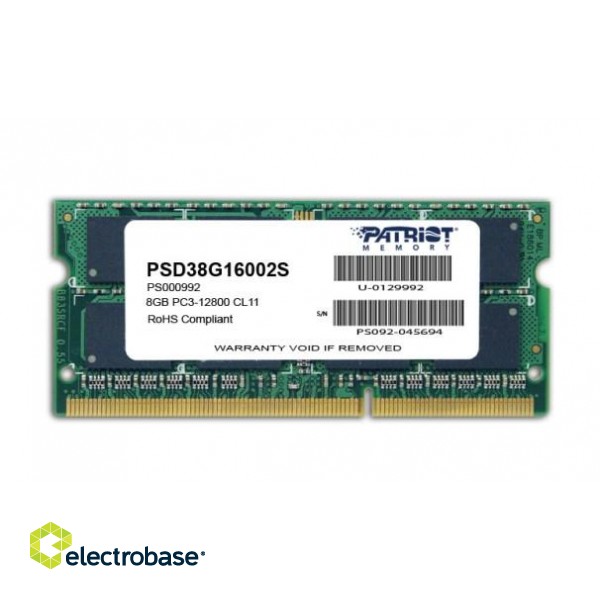 Patriot Memory 8GB PC3-12800 memory module 1 x 8 GB DDR3 1600 MHz image 1