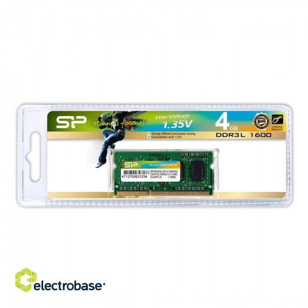 Silicon Power SP004GLSTU160N02 memory module 4 GB 1 x 4 GB DDR3L 1600 MHz paveikslėlis 2