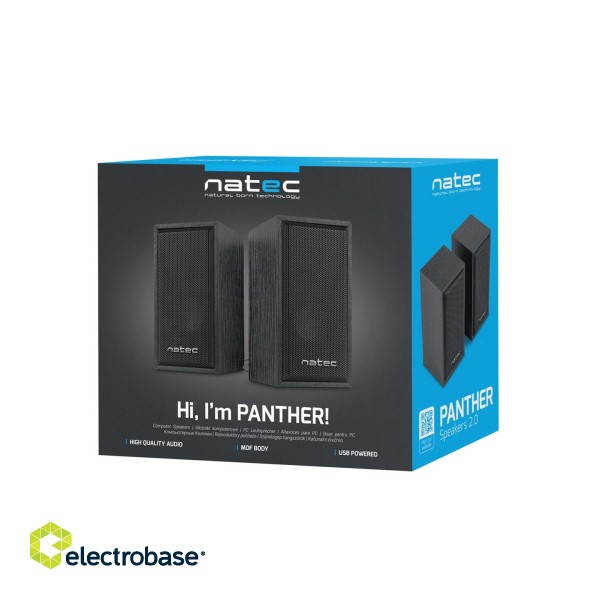 NATEC Speakers 2.0 Panther 6W RMS Black фото 5