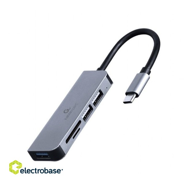 Gembird UHB-CM-CRU3P1U2P2-01 USB Type-C 3-port USB hub (USB3.1 + USB 2.0) with card reader image 1