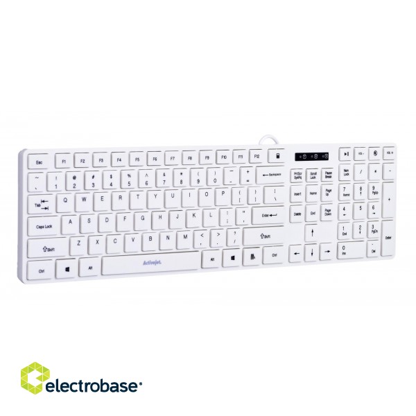 Activejet K-3066SW USB Wired Keyboard, White image 2