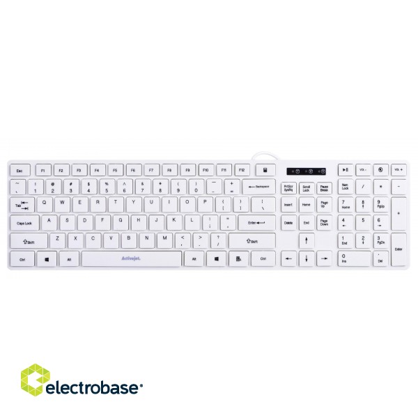 Activejet K-3066SW USB Wired Keyboard, White image 1