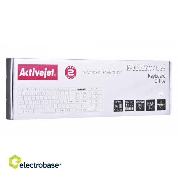 Activejet K-3066SW USB Wired Keyboard, White image 6