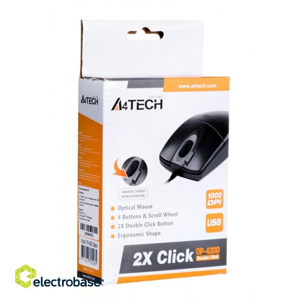 A4Tech OP-620D mouse USB Type-A Optical 1200 DPI Ambidextrous image 7