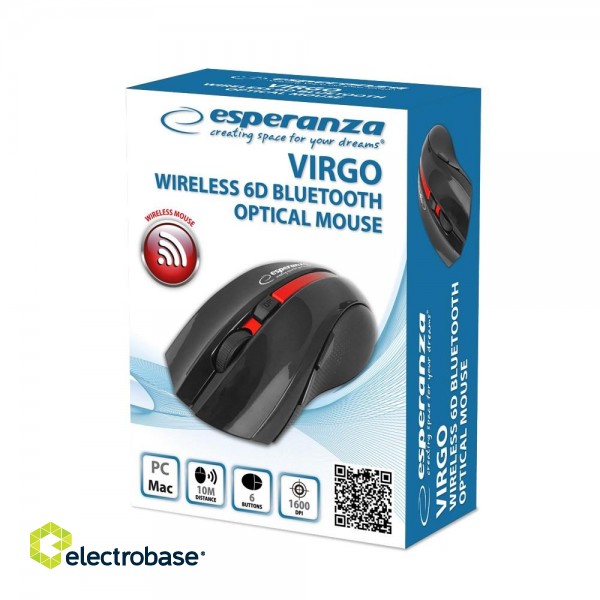 Esperanza EM129R Wireless Bluetooth 6D Mouse, black image 2