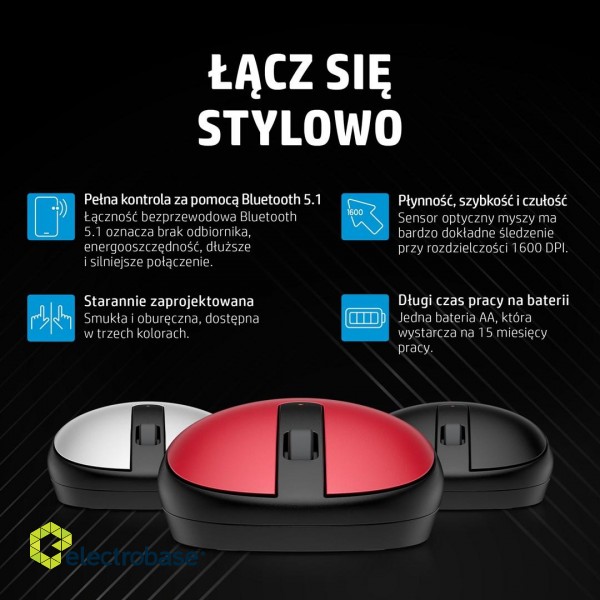 Mysz HP 240 Lunar White Bluetooth Mouse bezprzewodowa biała 793F9AA image 6