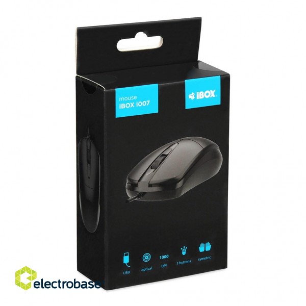iBOX i010 Rook wired optical mouse, black paveikslėlis 1