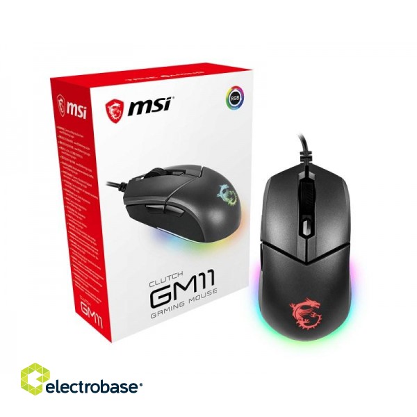 MSI Clutch GM11 Gaming Mouse, Wired, Black MSI | Clutch GM11 | Optical | Gaming Mouse | Black | Yes image 1