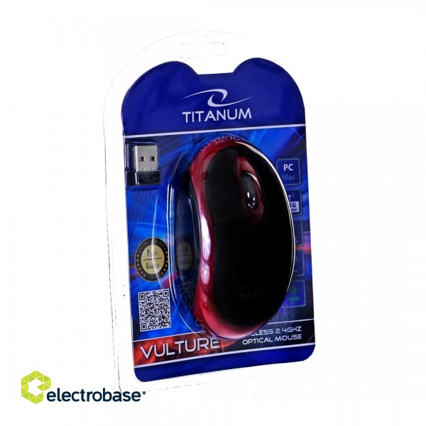 Titanum TM116E Wireless 3D mouse 2.4GHZ Black / Red image 2