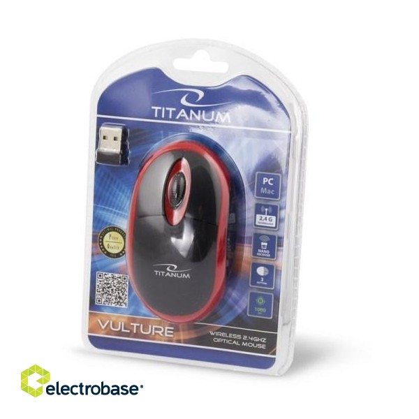 Titanum TM116E Wireless 3D mouse 2.4GHZ Black / Red paveikslėlis 5