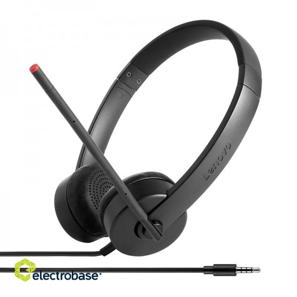Lenovo Stereo Analog Headset Wired Head-band Office/Call center Black paveikslėlis 1