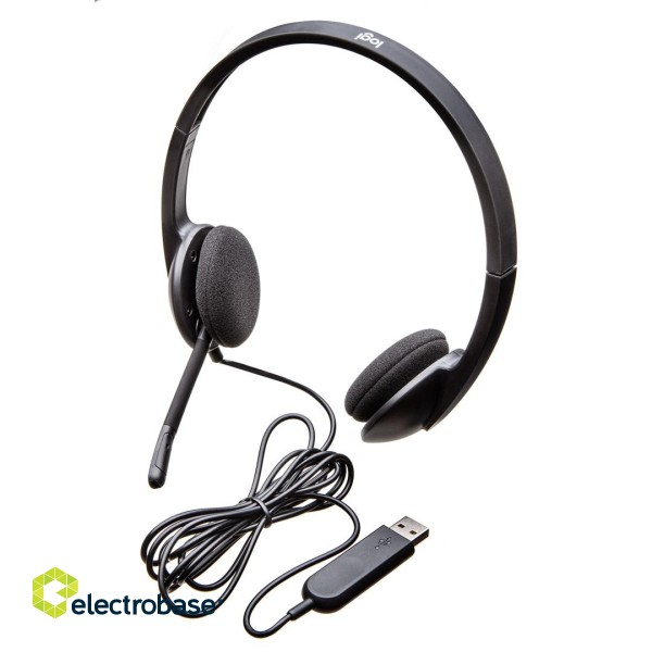 Logitech H340 USB Computer Headset Wired Head-band Office/Call center USB Type-A Black paveikslėlis 6