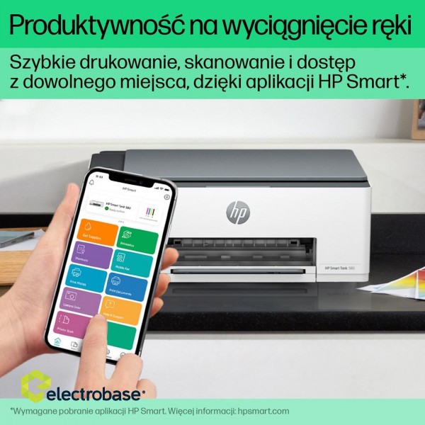 HP Smart Tank 580 All-in-One Printer, Home and home office, Print, copy, scan, Wireless; High-volume printer tank; Print from phone or tablet; Scan to PDF image 6