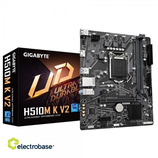 Gigabyte H510M K V2 Motherboard - Supports Intel Core 11th CPUs, up to 3200MHz DDR4 (OC), 1xPCIe 3.0 M.2, GbE LAN, USB 3.2 Gen 1 image 2