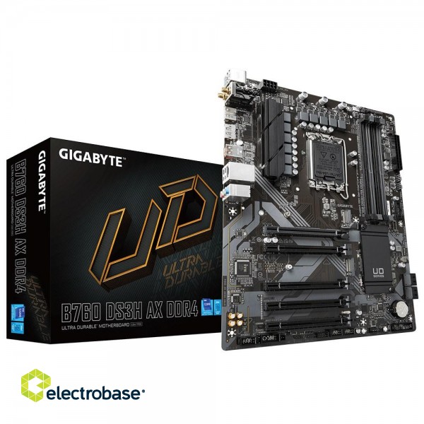 Gigabyte B760 DS3H AX DDR4 Motherboard - Supports Intel Core 14th CPUs, 8+2+1 Phases Digital VRM, up to 5333MHz DDR4 (OC), 2xPCIe 4.0 M.2, Wi-Fi 6E, GbE LAN, USB 3.2 Gen 2 фото 6