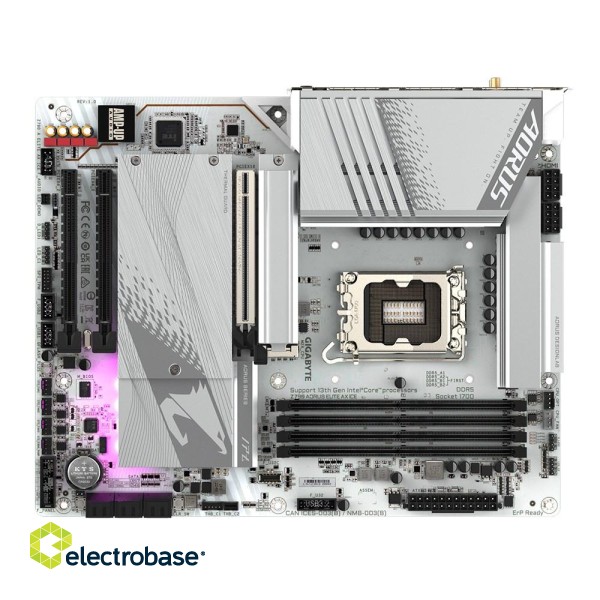 Gigabyte Z790 AORUS ELITE AX ICE Motherboard - Supports Intel Core 13th CPUs, 16+1+2 Phases Digital VRM, up to 7600MHz DDR5, 4xPCIe 4.0 M.2, Wi-Fi 6E, 2.5GbE LAN , USB 3.2 Gen 2 image 2