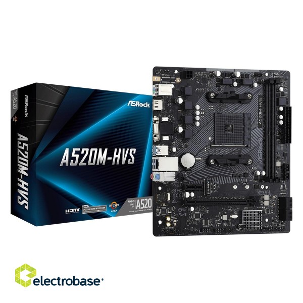 Asrock A520M-HVS AMD A520 Socket AM4 micro ATX image 1