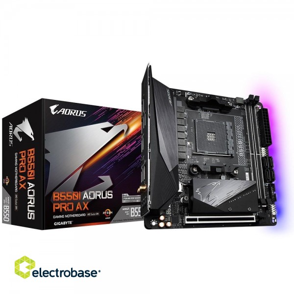 Gigabyte B550I AORUS PRO AX motherboard AMD B550 AM4 socket Mini-ITX paveikslėlis 1