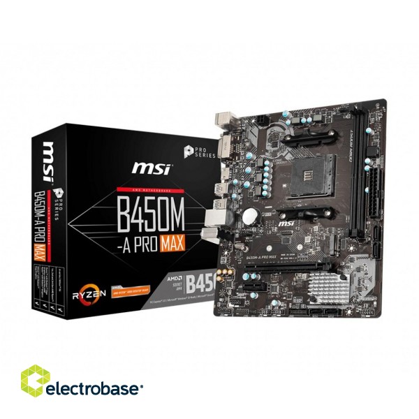 MSI B450M-A PRO MAX motherboard AMD B450 Socket AM4 micro ATX image 1