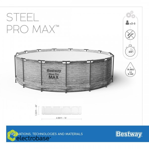 Bestway Steel Pro MAX Above Ground Pool Set Round 4.88 m x 1.22 m paveikslėlis 2