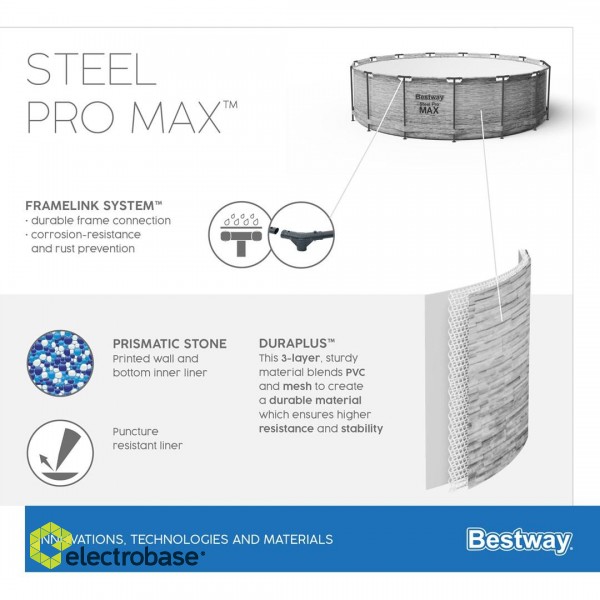 Bestway Steel Pro MAX Above Ground Pool Set Round 4.88 m x 1.22 m paveikslėlis 3