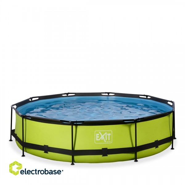 EXIT Lime pool ø360x76cm with filter pump - green Framed pool Round 6125 L image 1
