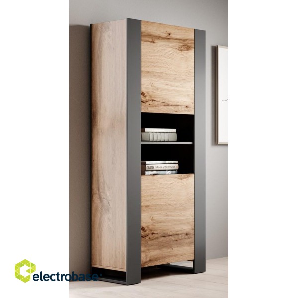 WOOD bookcase 65x40x170,5 oak wotan + anthracite фото 3