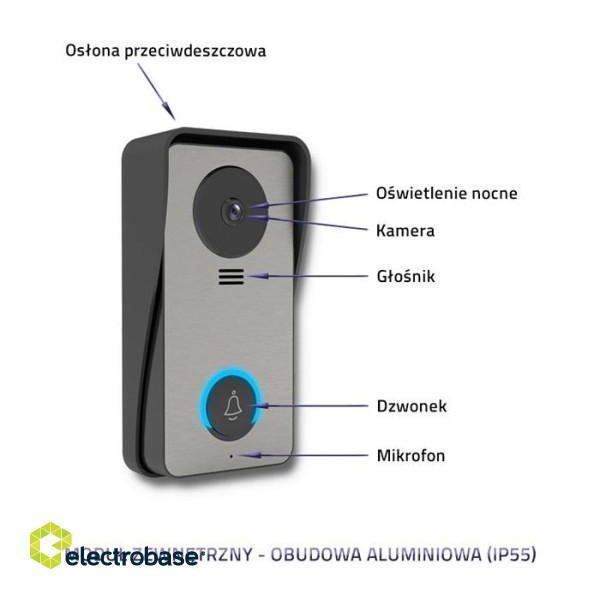 Qoltec 51780 Video doorphone Theon 4 | TFT LCD 4.3" | White фото 4