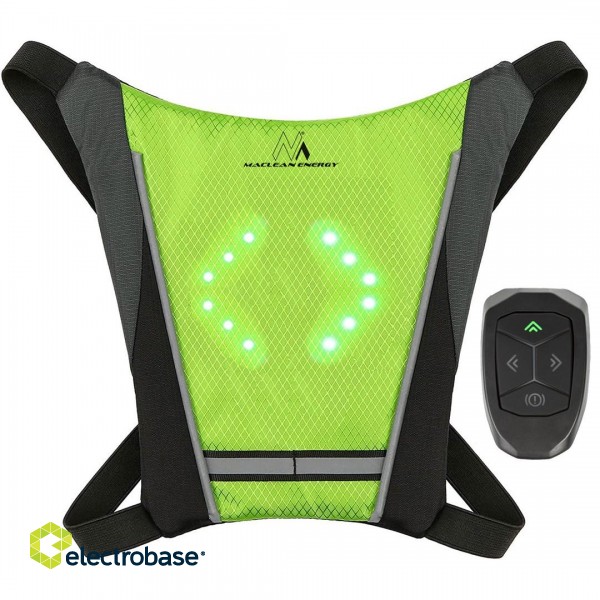 Maclean MCE420 High Visibility Vest Backpack Safety LED Indicator Light USB Rechargeable Remote Control Adjustable Direction Indicators Remote control Running Cycling USB Rechargeable Universal size image 7
