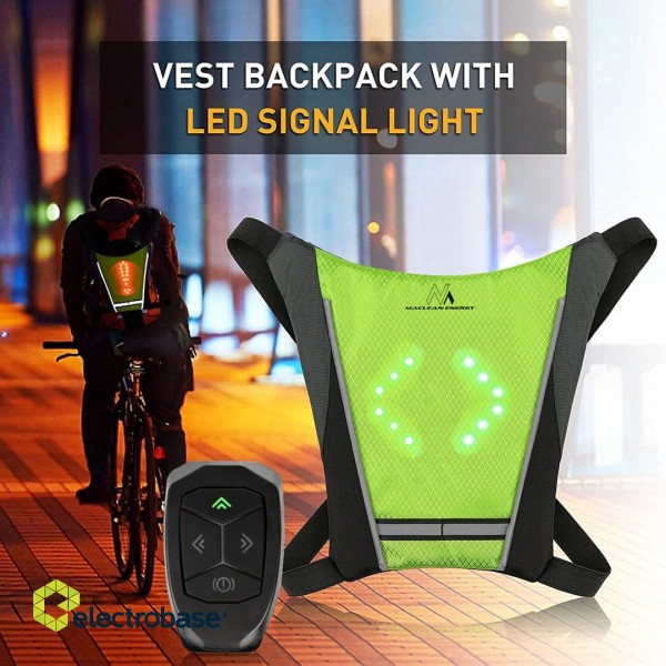 Maclean MCE420 High Visibility Vest Backpack Safety LED Indicator Light USB Rechargeable Remote Control Adjustable Direction Indicators Remote control Running Cycling USB Rechargeable Universal size image 9