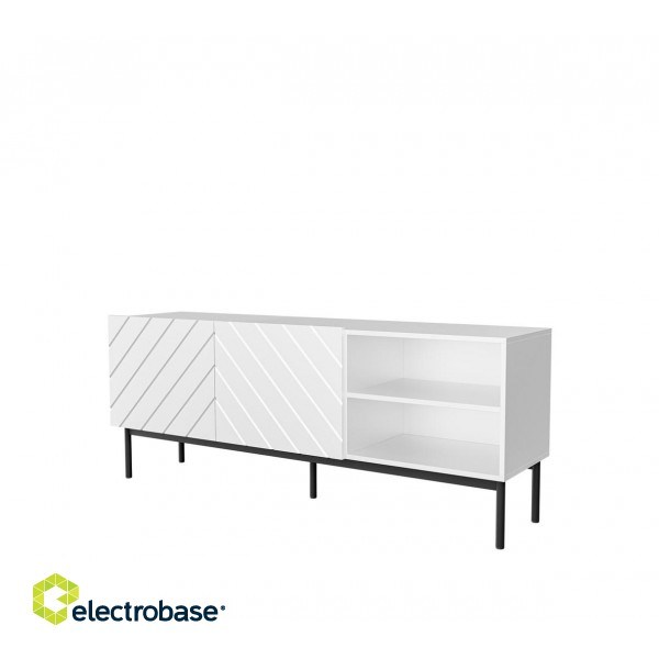 ABETO RTV cabinet on black steel frame 150x42x60 cm white/gloss white фото 1
