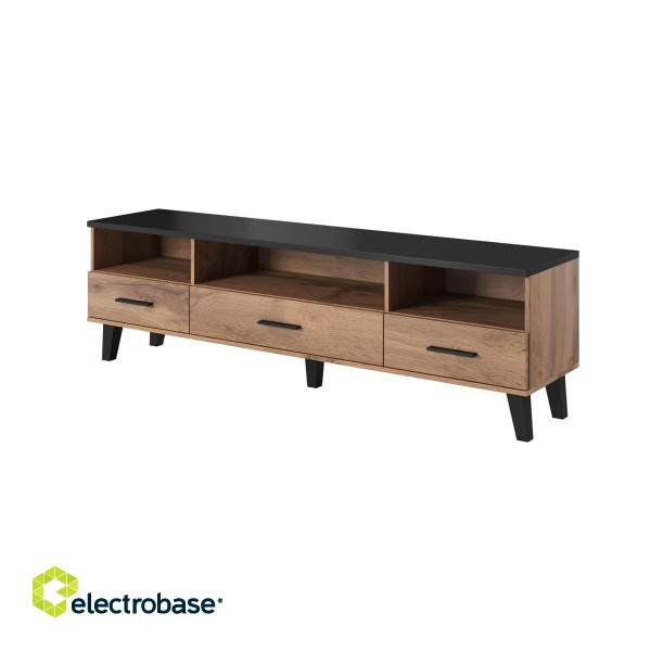 Cama RTV stand LOTTA 180cm wotan oak + mat black image 1