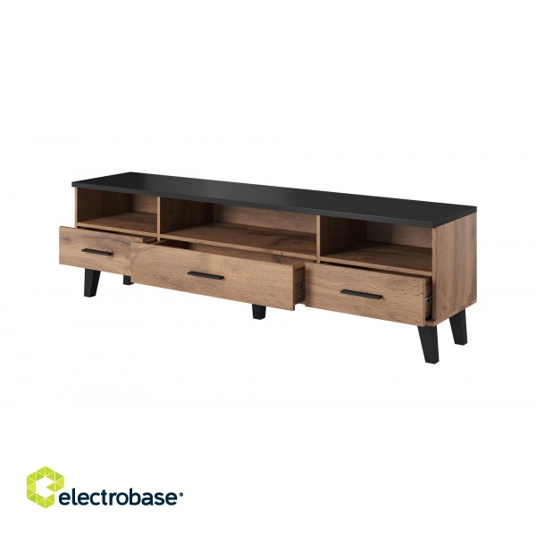 Cama RTV stand LOTTA 180cm wotan oak + mat black фото 2