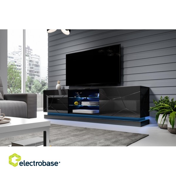 Cama TV cabinet QIU 200 MDF black gloss/black gloss image 5