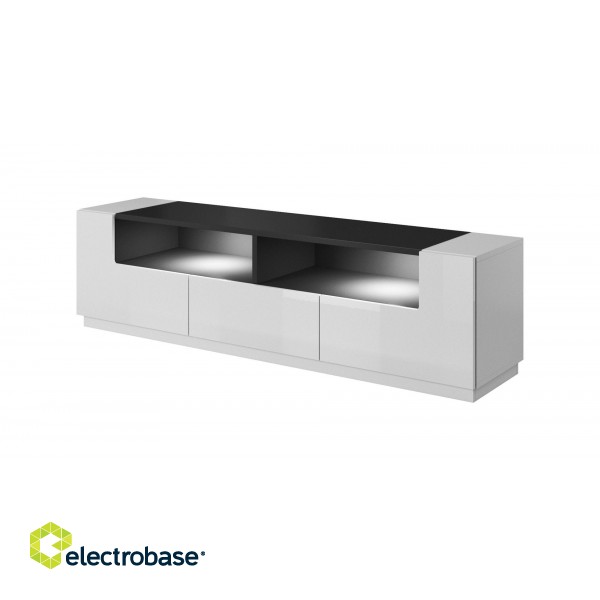 Cama TV cabinet RTV LAS VEGAS 180cm white/white gloss + black image 1