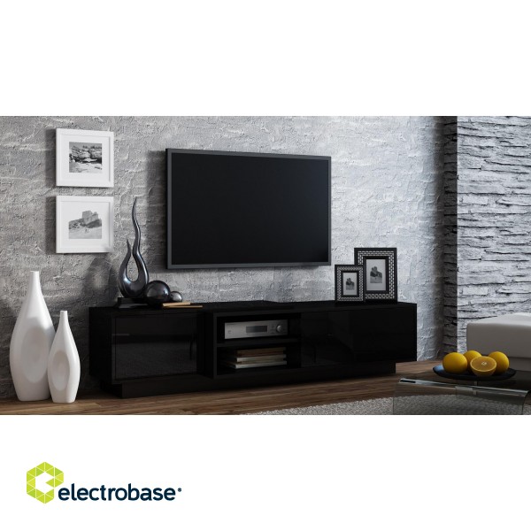 Cama TV cabinet SIGMA1 180 black/black gloss paveikslėlis 1