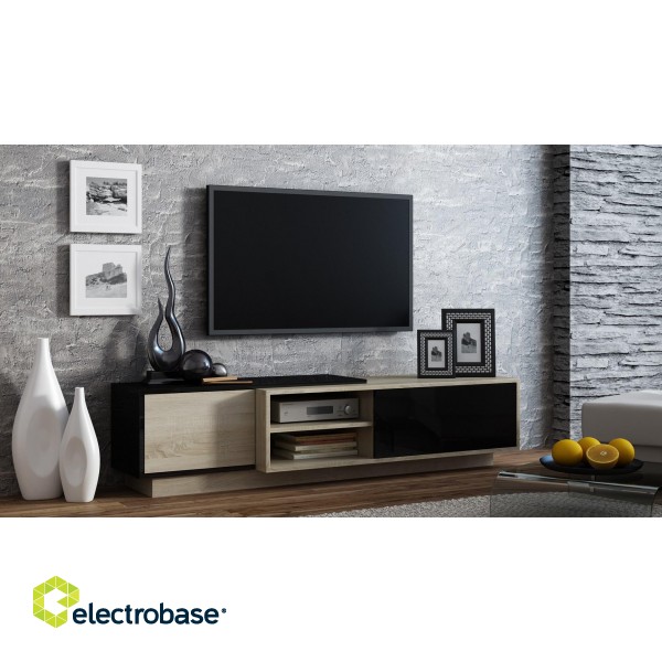 Cama TV cabinet SIGMA1 180 sonoma oak/black gloss image 3