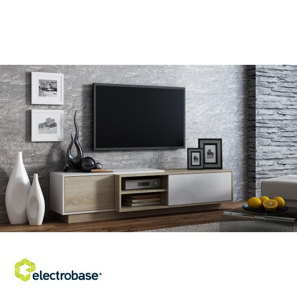Cama TV cabinet SIGMA1 180 sonoma oak/white gloss image 3