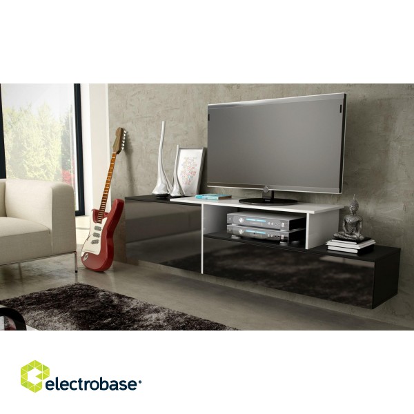 Cama TV cabinet SIGMA 3 180 black/black gloss + biały image 1