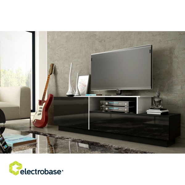 Cama TV cabinet SIGMA 3 180 black/black gloss + biały image 2