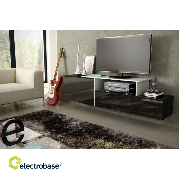 Cama TV cabinet SIGMA 3 180 black/black gloss + biały image 3