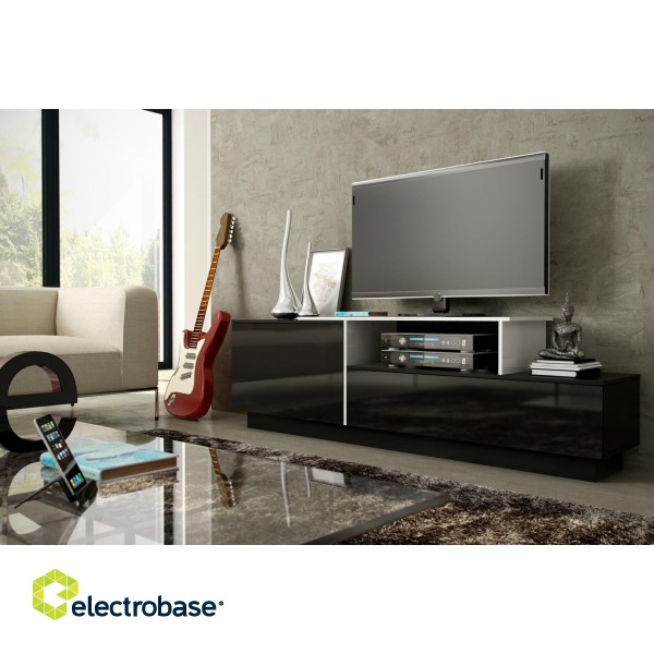 Cama TV cabinet SIGMA 3 180 black/black gloss + biały image 4