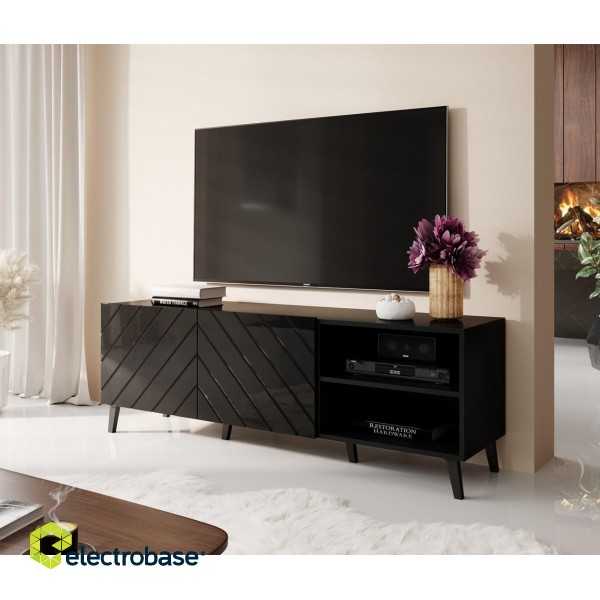 RTV cabinet ABETO 150x42x52 black glossy image 7